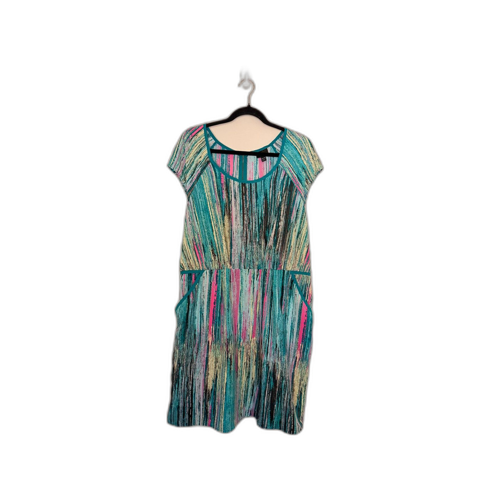 Y2K Mossimo Teal Abstract Brushstroke Print Mini Dress Size XXL